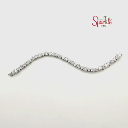 925 Pure Silver 5m Heart Bracelet with cz from swarovski