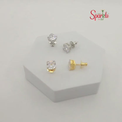 asscher cut ear studs