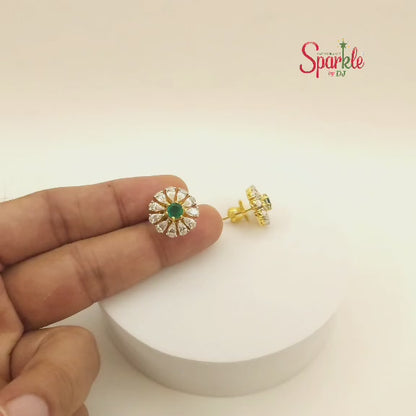 925 Pure Silver floral studs with cz from swarovski