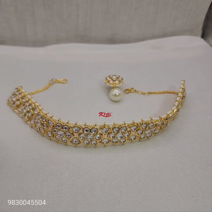 Fine Kundan Floral Choker Set in 24 carat gold plating